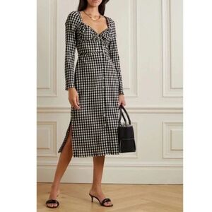 ALTUZARRA HIMALIA GINGHAM COTTON SILK DRESS